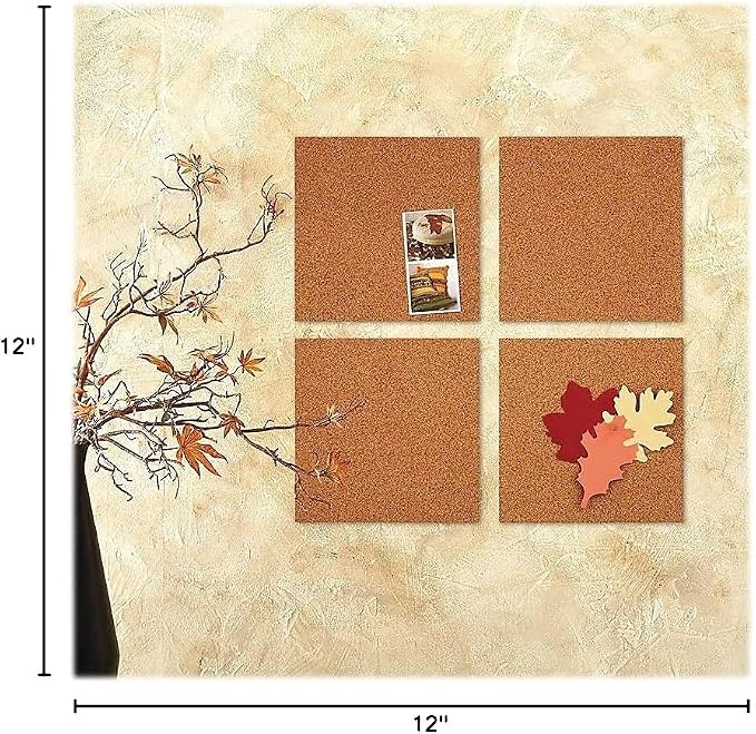 Quartet Cork Tiles, Bulletin Board Cork Panels 12" x 12" x 3/16", 4 Pack - Image 8