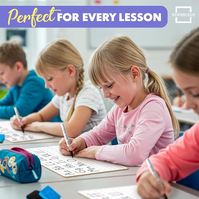 Scribbledo 10 Pack Double Sided Whiteboards Lined Dry Erase Board - Image 7