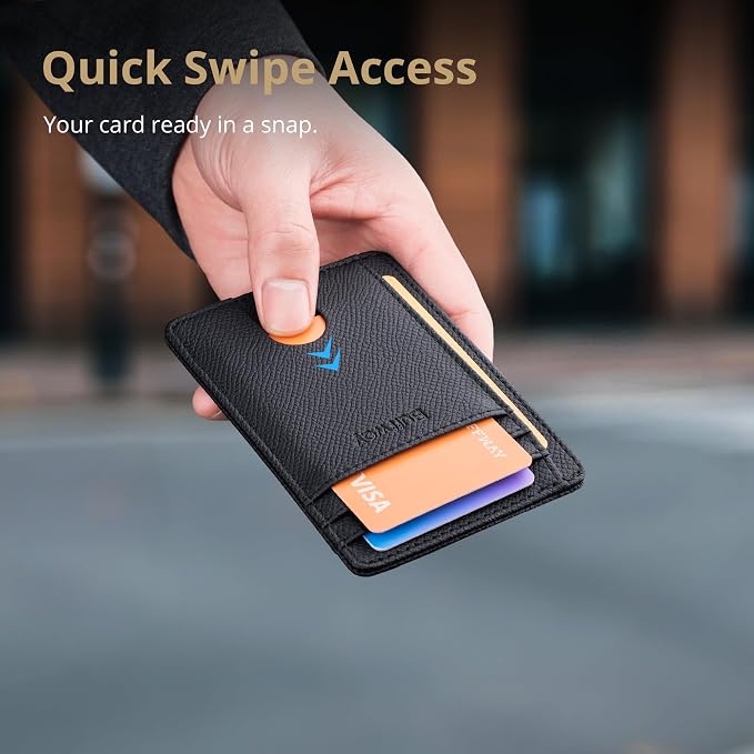 Buffway Slim Minimalist Front Pocket RFID Blocking Leather Wallets - Image 4
