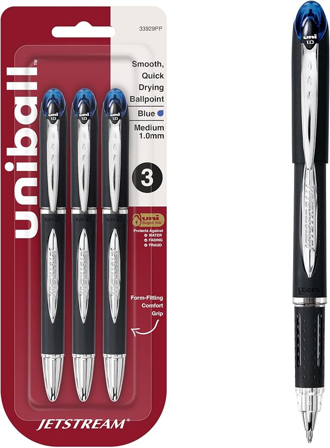 uniball Jetstream Ballpoint Pens, Medium Point, 3 Pack by uni-ball