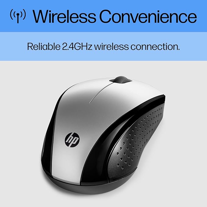 HP X3000 G3 Wireless Mouse Silver, up to 15-Month Battery,Scroll Wheel, Side Grips for Control, Travel-Friendly, Blue LED, Powerful 1600 DPI Optical Sensor, Win XP,8, 11 Compatible (683N9AA#ABL)-DeskLoop Office