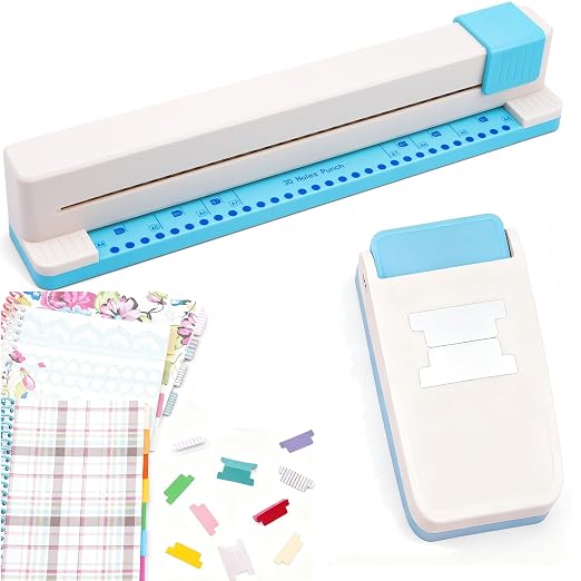 2 Pcs/Sets 30 Holes Binding Punch and Tab Machine, Loose Leaf Paper Punch by CYFUNDESIGN