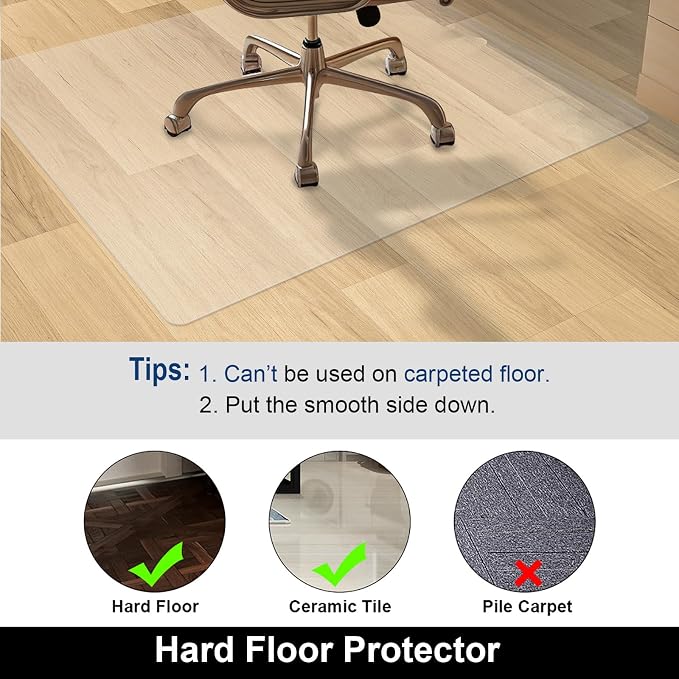 AiBOB Office Chair Mat for Hardwood Floor, 45 X 53 inches, Hard Floor Chair - Image 5