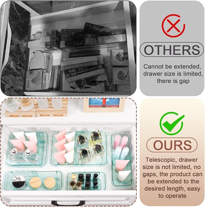 25 Pcs Clear Drawer Organizer, Adjustable Drawer Storage Box, 3-Size Desk - Image 4