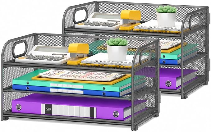 Cawukege 2 Pack 3 Tier Paper Organizer by Cawukege