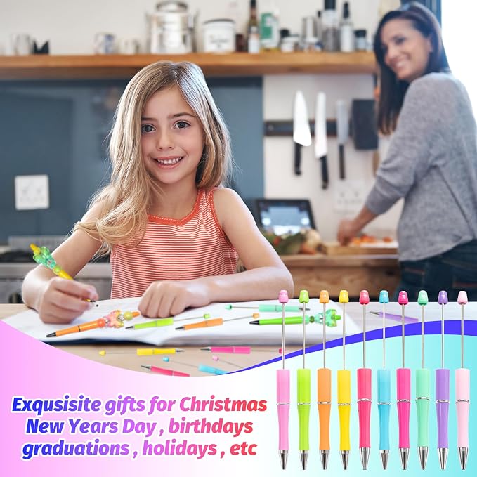 300 Pieces DIY Beadable Pen Kit – 100 Plastic Ballpoint Pens - Image 5