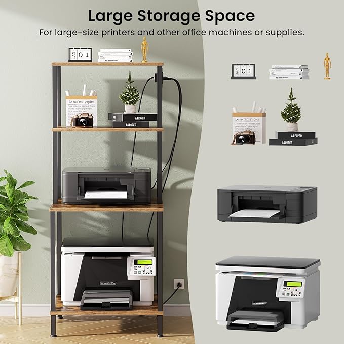 Printer Stand with Charging Station, Large Printer Table - Image 2