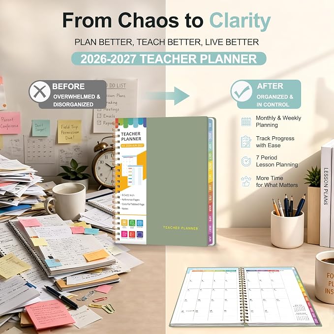 Teacher Planner 2026-2027, 7 Period Lesson Plan Book, 8.5" x 11" | July - Image 8