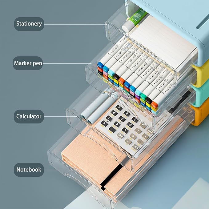 Desk Organizer with Drawers, Stackable Storage Drawers with Compartments - Image 5