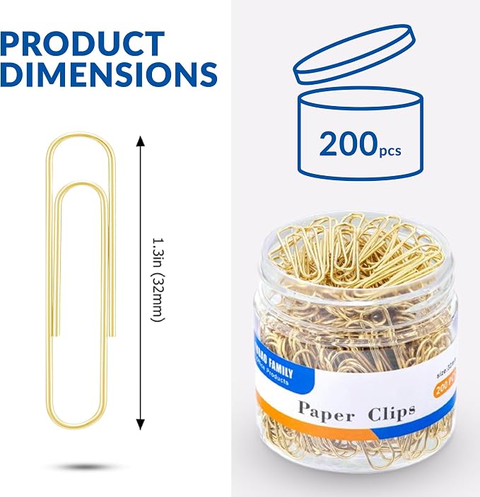 FUDAO FAMILY Medium Paper Clips, Paperclips, 1.3 Inch Paper Clip - Image 2