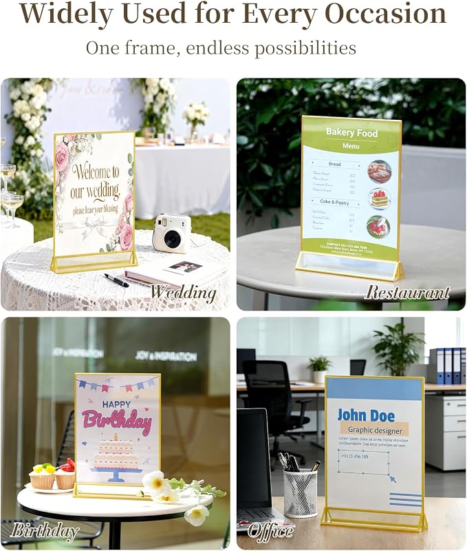 Dynta Acrylic Sign Holder 8.5x11 8pck Clear Table Display Stands Double Sided - Image 7