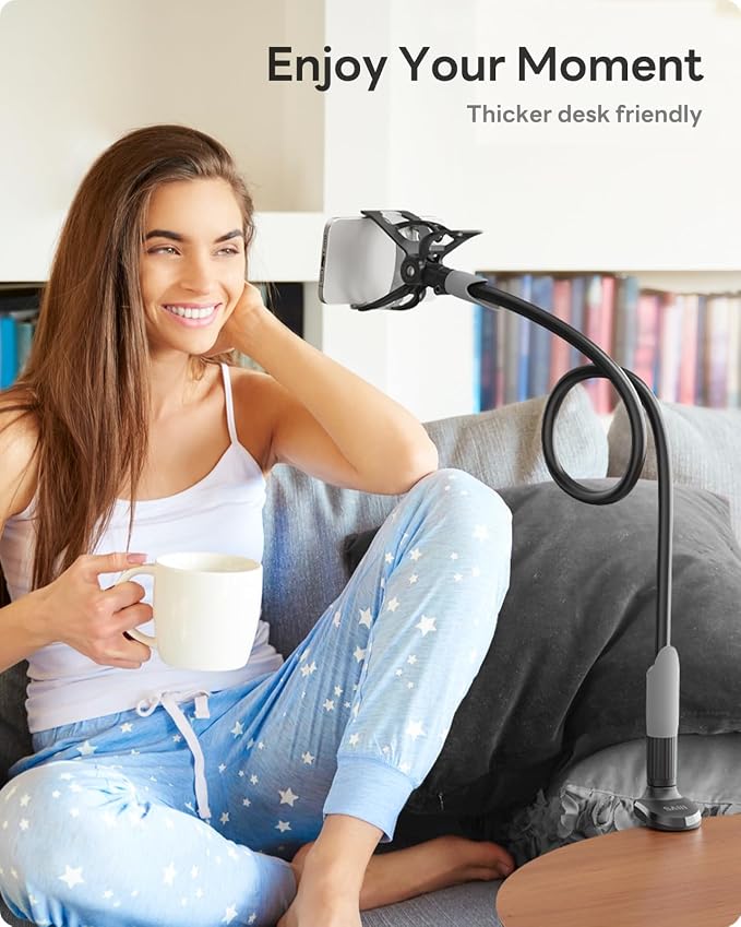 SAIJI Gooseneck Bed Phone Holder, Flexible Long Arm Phone Mount - Image 6