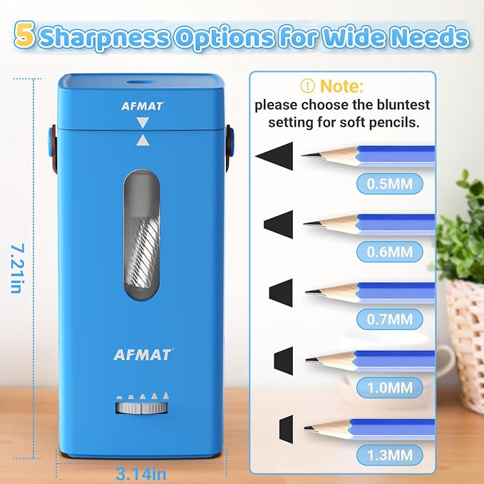 AFMAT Electric Pencil Sharpener, Fully Automatic Pencil Sharpener, Auto in & Out - Image 3