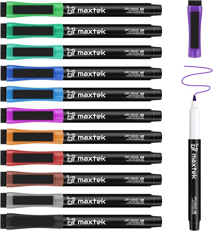 maxtek Magnetic Dry Erase Markers Ultra Fine Tip, 0.7mm Extra Fine Point Thin by Maxtek