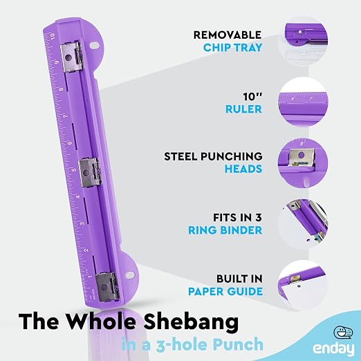 3 Hole Punch Purple, Portable Hole Puncher - Image 3