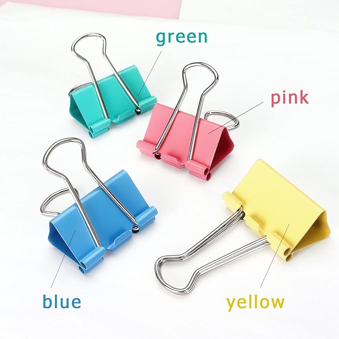 ZZTX Binder Clips Paper Clamps Clips Medium Size, 1.3 Inches, 24 Pieces - Image 3