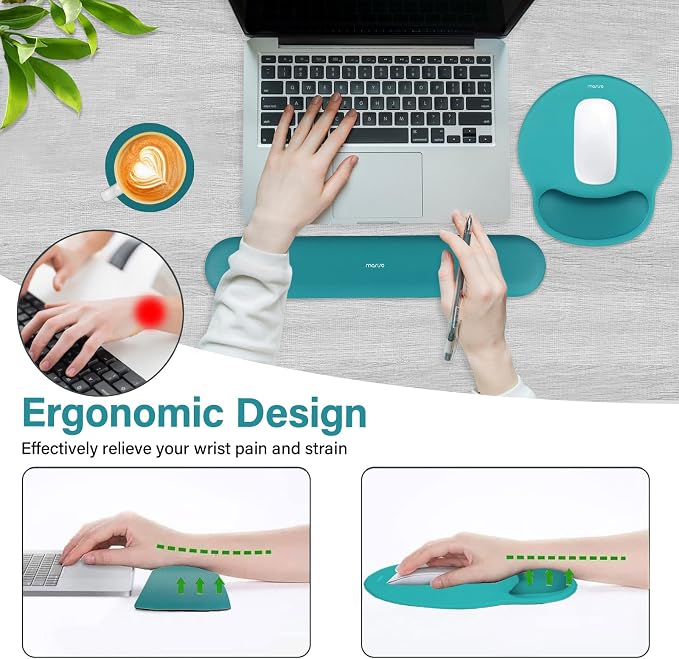 MOSISO Wrist Rest Support for Mouse Pad&Keyboard Set, Circle Curved Ergonomic - Image 3