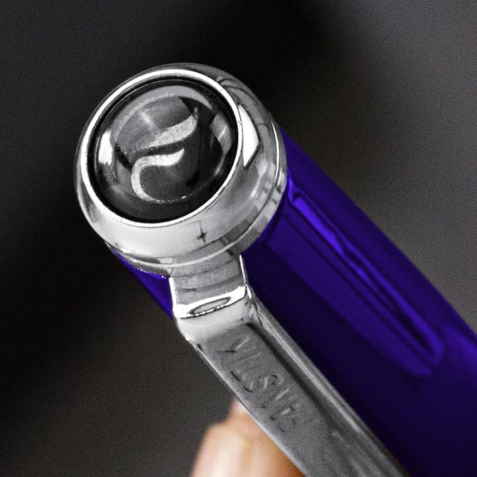 Customized Blue Luxury Rollerball pen (Made In USA) fancy gift set for women, Chrome Finish, Professional executive pen gift set for men (Lux Custom-Rollerball Blue)-DeskLoop Office