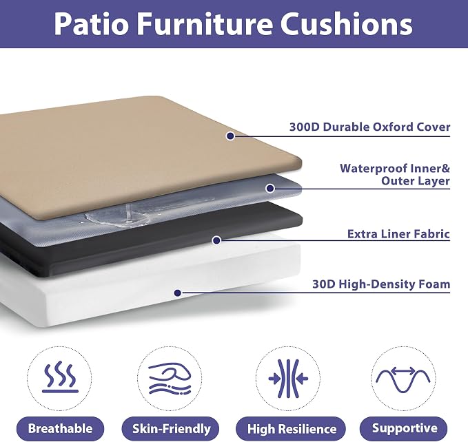 IPYNBAP Outdoor Chair Cushions Set of 4 -Waterproof Outdoor Seat Cushions - Image 2