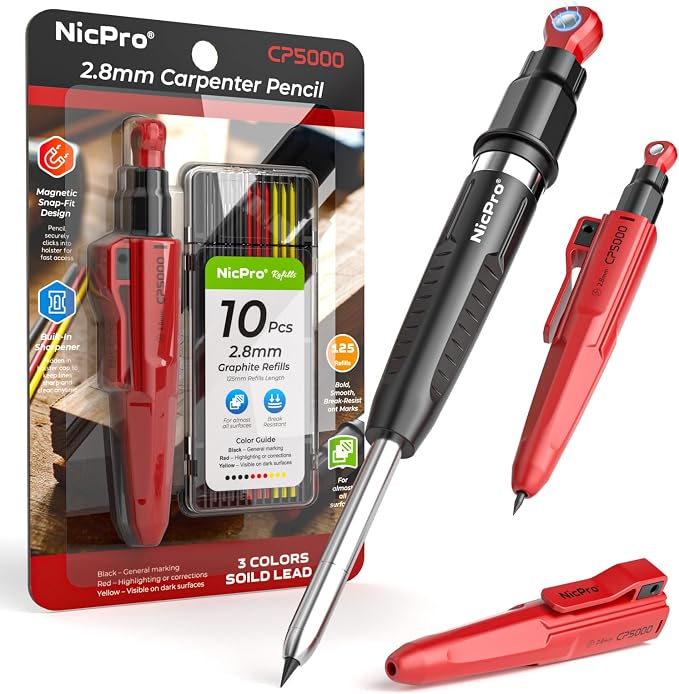 Nicpro CP5000 Magnetic Carpenter Pencils by Nicpro
