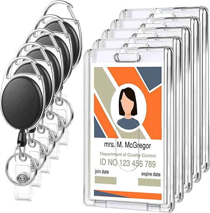 5 Set Badge Holder Retractable Clip Heavy Duty Badge Reel by BESARME