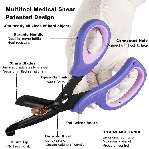 MEUUT 2 Pack Medical Scissors Trauma Shears -8 inch Patented Bandage Scissor - Image 3