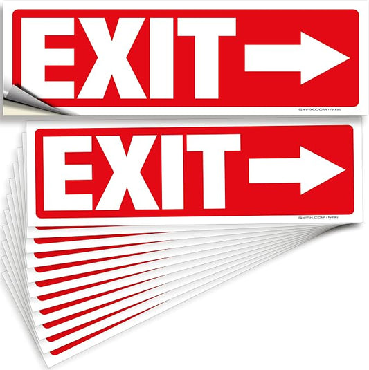iSYFIX Exit Signs Stickers 12 Pack 12x4 Inch by iSYFIXPREMIUMSIGNS