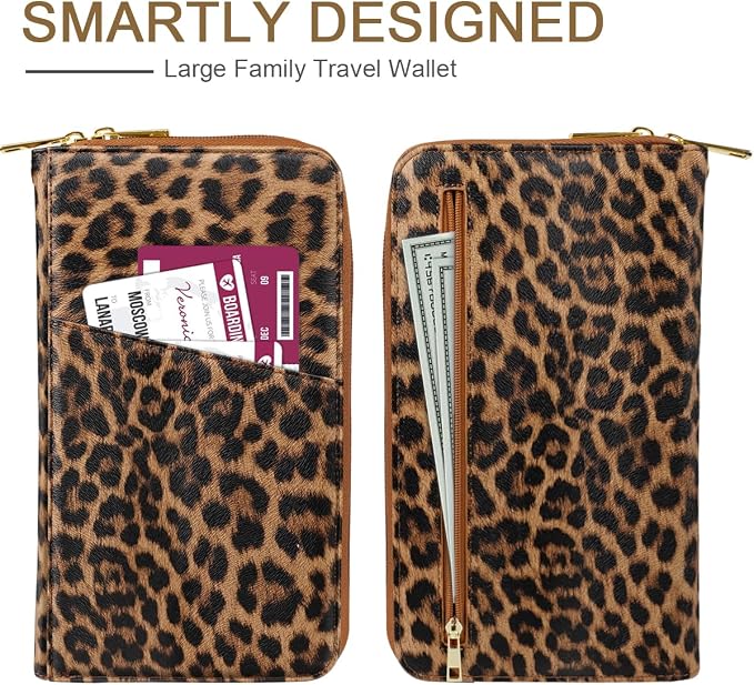 Family Passport Holder Wallet RFID Blocking Document Organizer PU Leather - Image 3