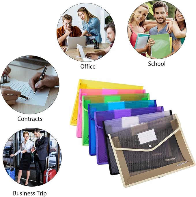 7 Pack B4 Plastic File Folders Waterproof Transparent Expandable File Folder - Image 8