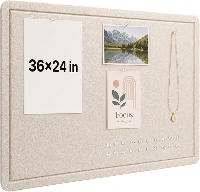 OWLKELA 36 x 24 inch Felt Bulletin Board, Self-Adhesive Pin Board by OWLKELA