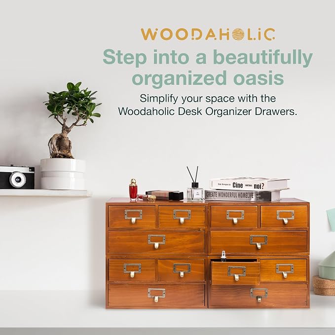 Stackable Modular 4-Pack Vintage Desktop Apothecary Cabinet w/ 12 Drawers - Image 9