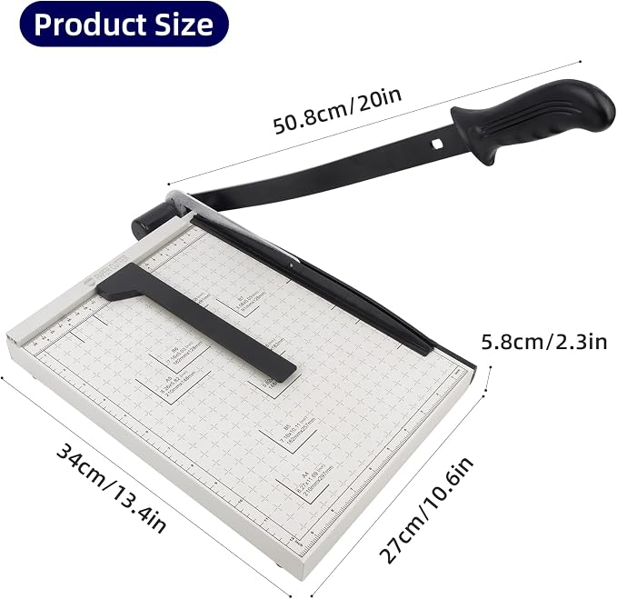 ZEQUAN 13" A4 Heavy Duty Guillotine Cutter, Metal Base, 10-Sheet Office - Image 2