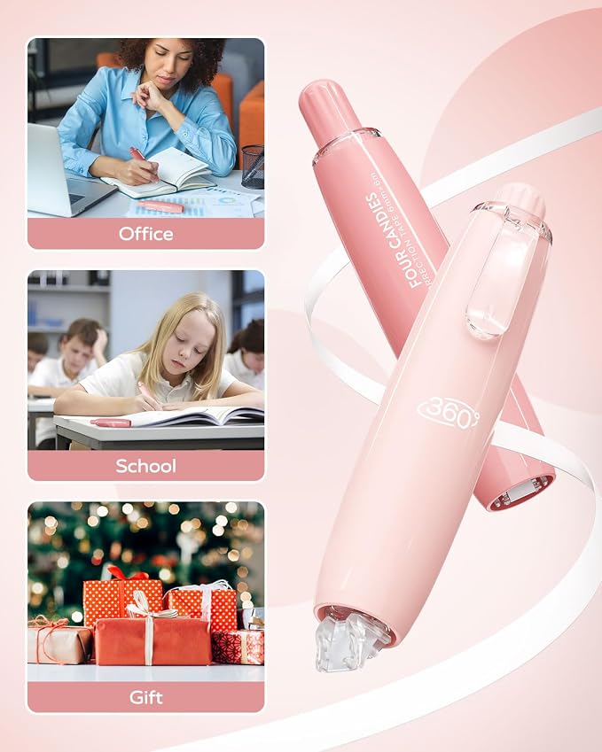 Four Candies Refillable Retractable White Correction Tape, School Supplies - Image 5