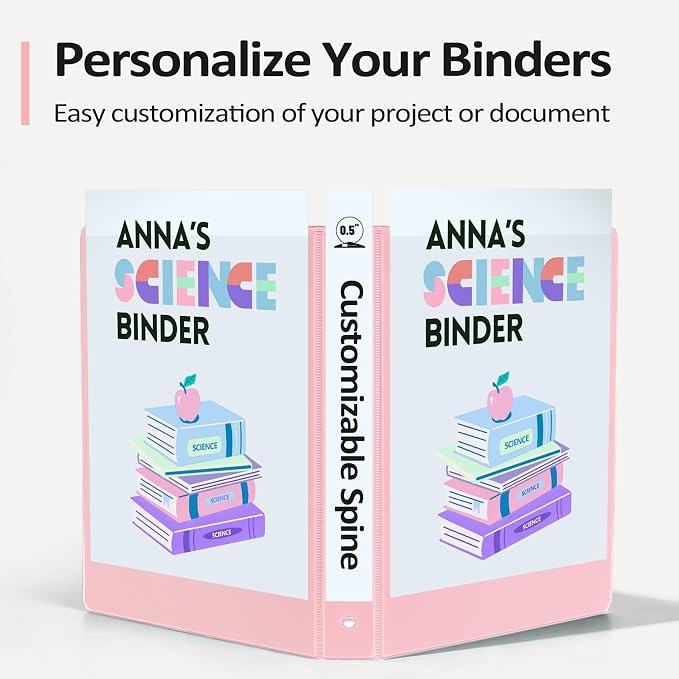 BinderX Extra Durable 3 Ring Binder, Round Rings 0.5 Inch Binder, Fits 100 - Image 4