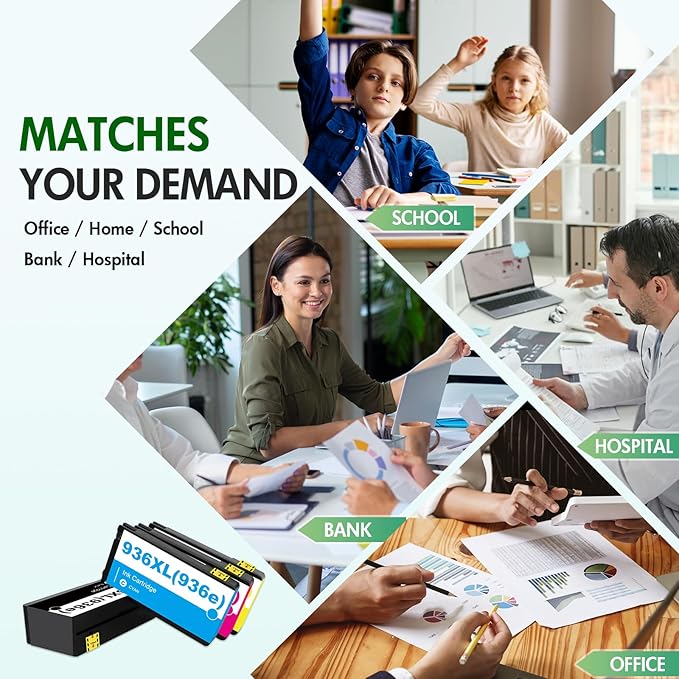 936XL 936 Ink Cartridges Combo Pack: Replacement for HP 936e Ink 936XL Black and 936 Color Combo Pack for HP OfficeJet Pro 9125e 9120e 9730e 9130 9135e 9122e 9128e 9110b 9120b 9130b 9130e Printer-DeskLoop Office