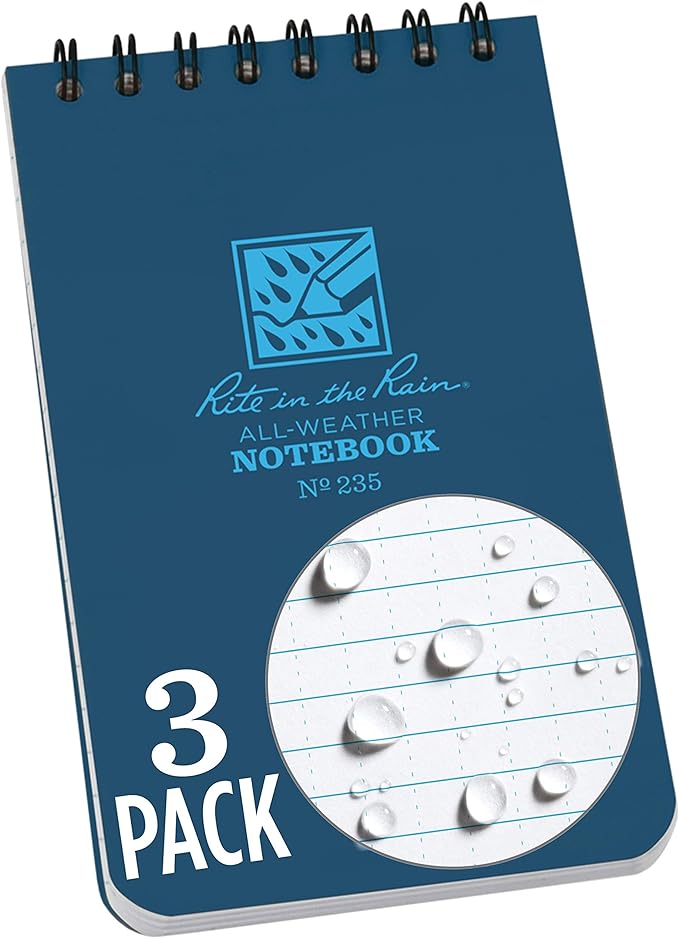 Rite in the Rain Weatherproof Top Spiral Notebook, Universal Pattern, 3 Pack by RiteintheRain