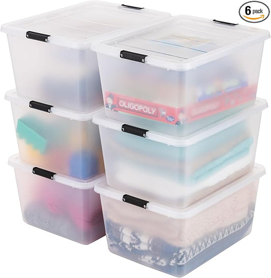 IRIS USA 32 Qt High-Capacity Clip Box 6-Pack, Craft Storage Bins by IRISUSA