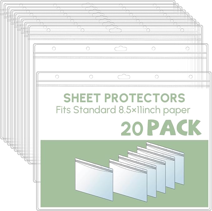 Sinload 20 Pcs Heavy Duty Sheet Protector 8.5 x 11 Inch Job Ticket Holder by Sinload
