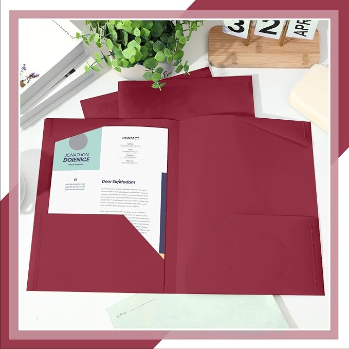 Henoyso 36 Pack Dark Red Plastic Folders - Image 4