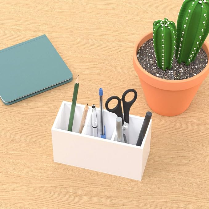 NIUBEE Acrylic Pen Holder 3 Compartments - Image 7