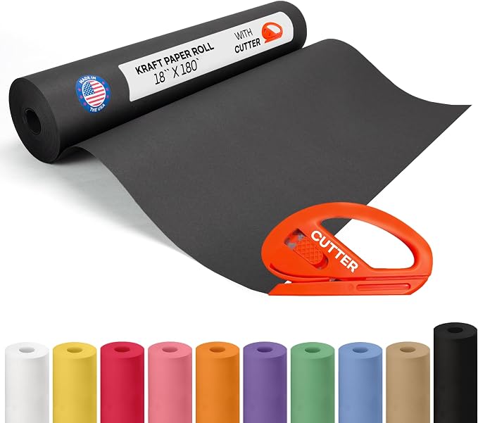 Black Kraft Paper Roll 18" x 2160" by IDLPackaging