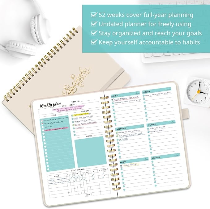 Taja Undated Weekly Planner, Weekly To Do List Notebook - Image 3
