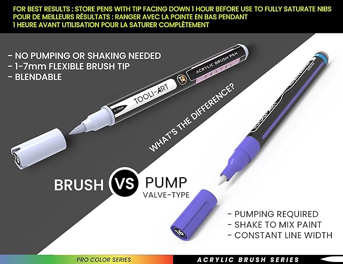 22 Flexible Brush Tip Acrylic Paint Pens Markers Set 1-7mm Line for Rock Painting, Brush Lettering, Glass, Mugs, Wood, Metal, Canvas, Fabric, Plastic. Non Toxic Waterbased Quick Drying Assorted Blue-DeskLoop Office