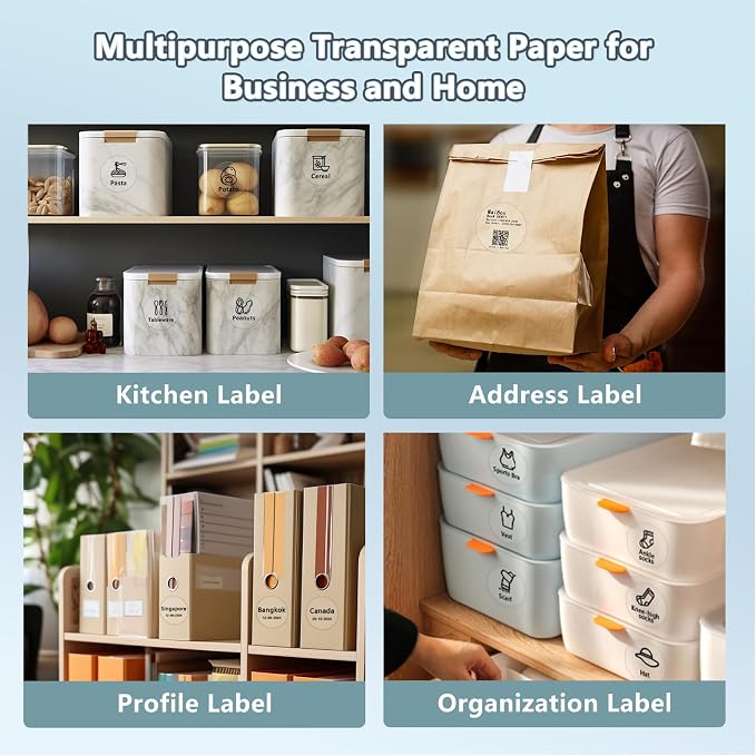 Phomemo Transparent Thermal Labels, Self-Adhesive, 1.57"x1.57", 180 Labels/Roll - Image 5