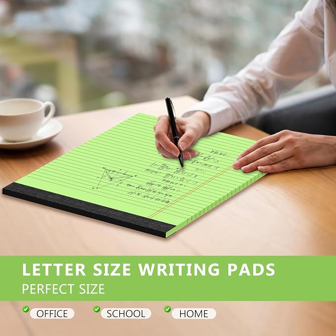 Legal Pads 8.5 x 11 Colored Note Pads 3 Pack Writing Pad Wide Ruled Notepad | - Image 5
