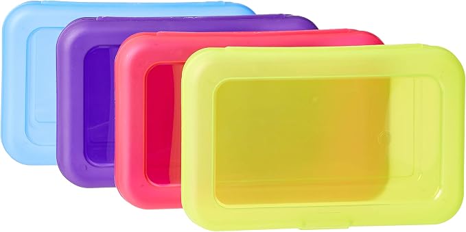 Amazon Basics 4-Pack Large Pencil Cases, Storage Organizer, Durable Plastic - Image 2