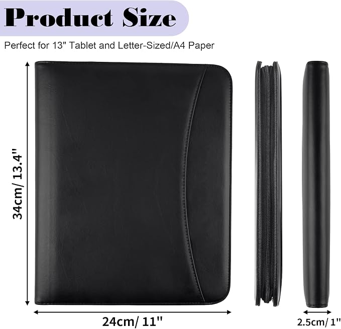Leather Padfolio Portfolio Binder Organizer, - Image 2