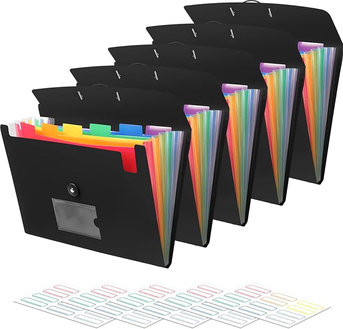 Accordian File Organizer 7 Pocket Expanding File Folder by RIEJIN