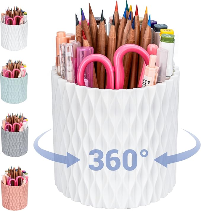 Pen Holder - 360° Rotating, 5 Slot Pen Holder by 4Johor
