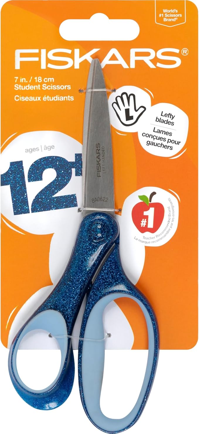 Fiskars 7" SoftGrip Left-Handed Student Glitter Scissors by Unknown